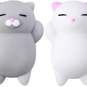 Nutty Toys Squishy Cat Set - 2 Soft Silicone Kawaii Kitties, Top Stress Relief Sensory Gift 2021, Unique Kids & Adults Christmas Stocking Stuffer Idea, Best Teenage Girl, Teen Boy & Tweens Present