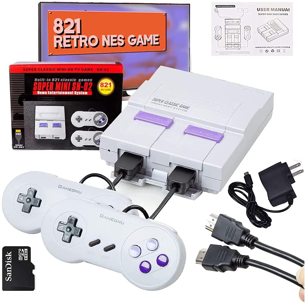 BAORUITENG Retro Game Console, Built-in 821 Classic N-ES Game with 2 Controllers for NES, 8 Bit HDMI HD Output, 2 Player Home Entertainment System, Gift for Kids Adults.?
