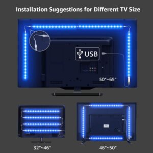 LE LED Strip Lights for TV, 6.56Ft RGB Color Changing TV Backlights with Remote, USB Powered Bias Lighting for 32-65 Inch TV, PC, Mirror
