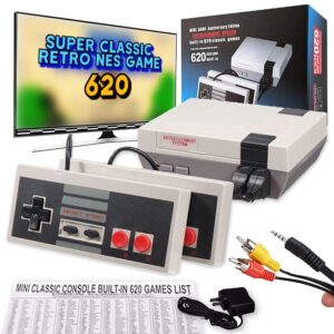 Easy 99 Retro Mini Game Console,Built-in 620 Classic Old School NES Game with 2 Controllers, TV HD Output,Nostalgia Gift for Kids Adults Birthday, Back to Childhood,2 Player Games.