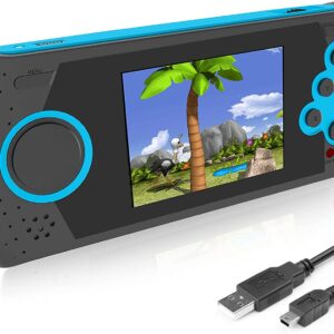 EASEGMER Kids Adults Handheld Games Console ,16 Bit Electronic Retro Game Console with 230 HD Games 3.0-Inch TFT Color Screen Video Games Player Support Heaphone & USB Rechargeable (Blue)