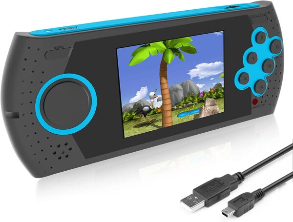 EASEGMER Kids Adults Handheld Games Console ,16 Bit Electronic Retro Game Console with 230 HD Games 3.0-Inch TFT Color Screen Video Games Player Support Heaphone & USB Rechargeable (Blue)