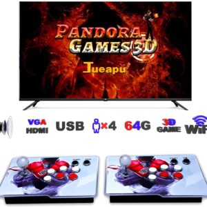 Jueapu 3D+ Pandora Games Arcade Game Console - 10000 Games Installed, WiFi Function to Add More Games, Support 3D Games, Search/Save/Pause Games, 1280x720 Full HD, Favorite List, 4 Players Online Game