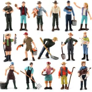 Farm Character Model Set High Simulation Farmer Miniature Toy Role Play Figure Educational Children's Toys Plastic Model Toys (16-Piece Set)