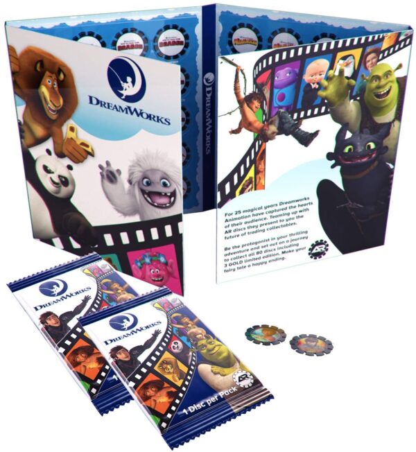 AR Discs Augmented Reality Collectible Discs ? Starter Pack (Collectors Folder with Pack of 2 Collectible Discs Toys to Bring DreamWorks Character to Life