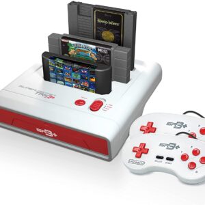 Retro-Bit Super Retro Trio HD Plus 720P 3 in 1 Console System - HDMI Port - for Original NES/SNES, Super Nintendo and Sega Genesis Games - Red/White