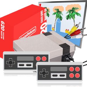 Texas Deluxe TV AV 620 Classic Mini Retro Game Consoles with Built in Games, Classic Video Game Console 500 Unique Games, 2X 4-Button Controllers Built in with 620 Classic Retro Games