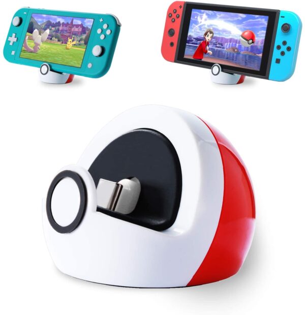 Antank Tiny Charging Stand Compatible with Nintendo Switch and Switch Lite/Switch OLED, Type-C Port Charge Dock Station no Projection, Mini Compact Portable White & Red