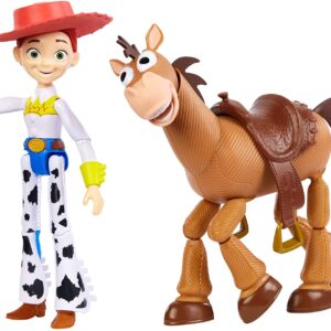 Disney and Pixar Toy Story Jessie and Bullseye 2-Pack Character Figures in True to Movie Scale, Posable with Signature Expressions for Storytelling and Adventure Play, Child's Gift Ages 3 and Up