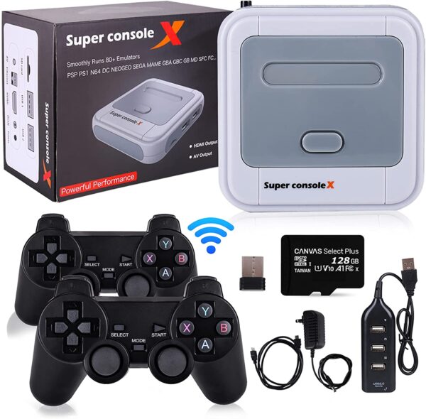 Super Console X Game Console- Wireless Retro Game Console with Built in 41000+ Games 50+ Emulator Console, with Dual 2.4GHz Controllers All in One TV Video Game Console 4K for TV HDMI/AV Output, 128GB
