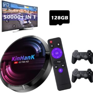 Kinhank Super Console X MAX Retro Video Game Consoles 50+Emulators with 41000+Games, Android TV 9.0/EmuELEC 4.2/CoreELEC 3 System in 1,2.4G+5G Dual WiFi, with 2 Wireless Controllers (128G)