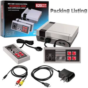 Classic Mini Retro Video Game Console with Preloaded 620 Games & 2 Controllers, Old School Video Games System for Kids, Birthday Gift Happy Childhood Memoriess, AV Output ONLY