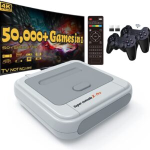 Kinhank Retro Game Console 256GB, Super Console X PRO Built in 50,000+ Games, Video Game Console Systems for 4K TV HD/AV Output, Dual Systems, Compatible with NES/N64/PS1/PSP/MAME/ATARI