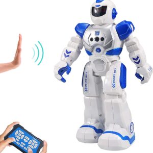 Remote Control Robot For Kids ,Sikaye Intelligent Programmable Robot With Infrared Controller Toys,Dancing,Singing, Moonwalking and LED Eyes,Gesture Sensing Robot Kit For Childrens Entertainmen (Blue)