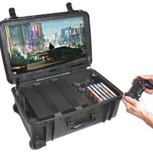 Case Club Waterproof PlayStation 4 & PS4 Slim/Pro Portable Gaming Station with Built-in 24" 1080p Monitor, Storage for Controllers, Games, and Included Speakers (PS4 & Accessories Not Included) Gen 2